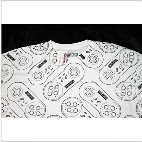SNES Super‎ Nintendo Mens Controllers Retro Game Tee T-Shirt Size Large